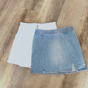 New Abercrombie Girls Jean Denim Skirt Bundle Pleated and A-line Girls 11/12